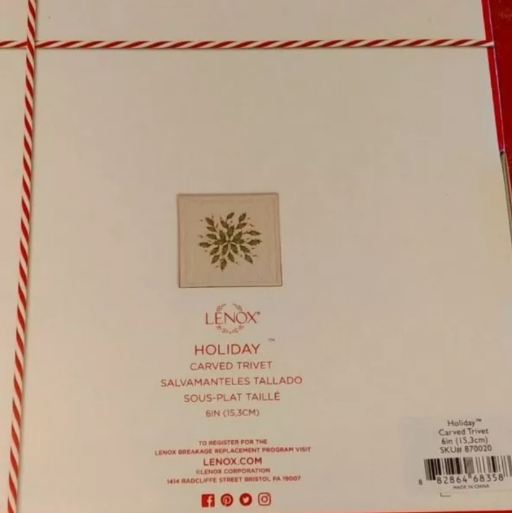 Lenox Christmas Holly trivet, NEW - Picture 5 of 7